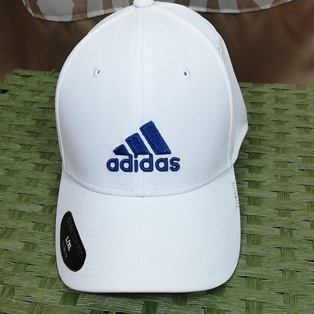 ADIDAS white mens L/XL hat blue logo